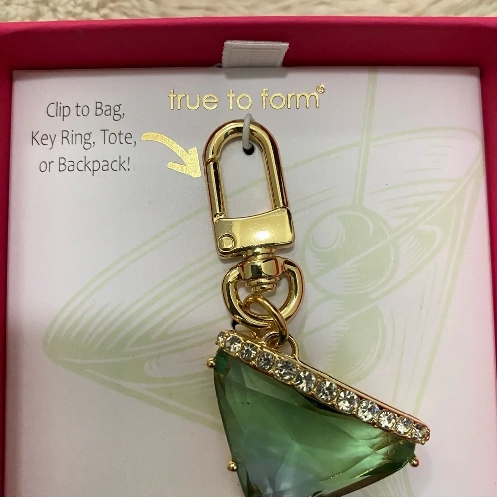 True to Form Green Martini Handbag keychain Charm with Glass Crystal Stones Glam